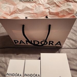 Pandora White and Black Branded Gift Bag with White Boxes